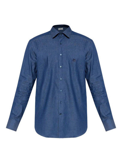 Etro Men Embroidered Logo Cotton Shirt