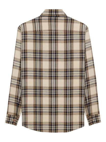 Saint Laurent Women Cassandre Lavallière Shirt In Cotton Tartan