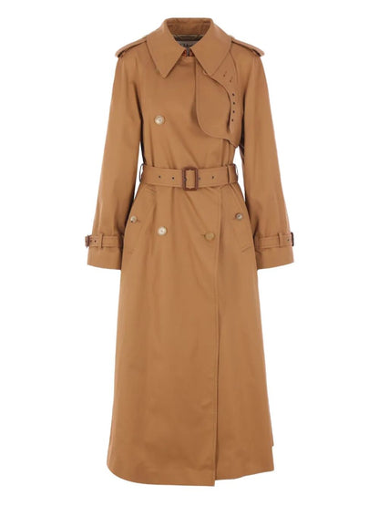 Chloe Women Cotton Gabardine Belted Long Trench Coat