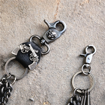 Punk double gun bullet pendant cowhide metal thick trouser chain