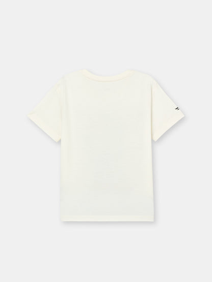 Short Sleeve T-Shirt with (Giraffe Family) Flock Graphic Print - White