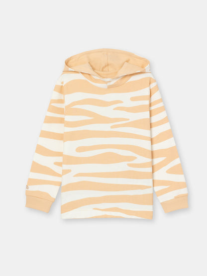 Hoodie Sweatshirt in (Neutral Zebra) Pattern - Ecru
