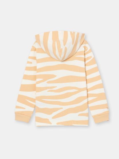 Hoodie Sweatshirt in (Neutral Zebra) Pattern - Ecru