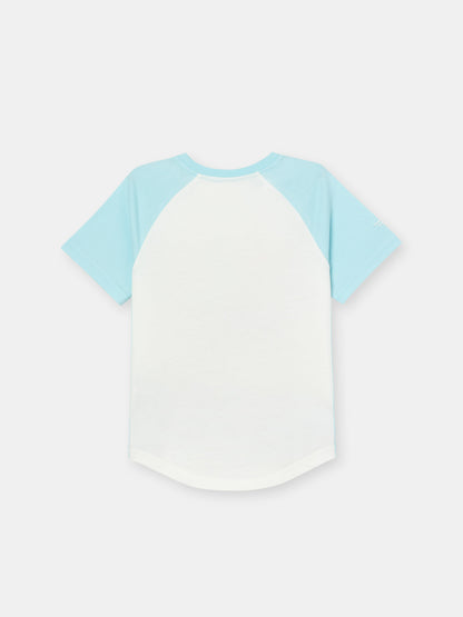Short Sleeve Baseball T-Shirt with (Astronaut) Glow-in-the-Dark Graphic - White