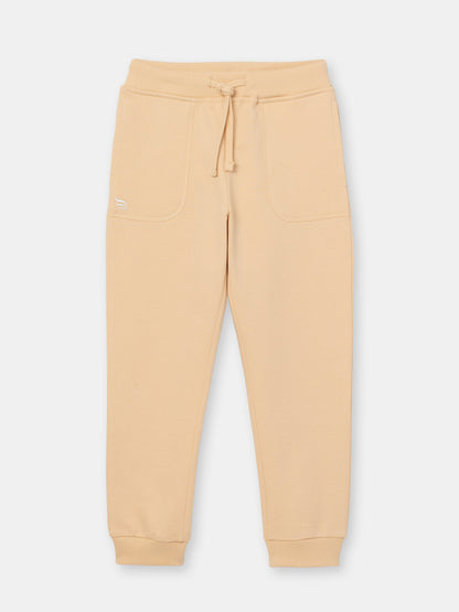 Solid Stitched Pocket Joggers with Drawstring Waistband - Brown