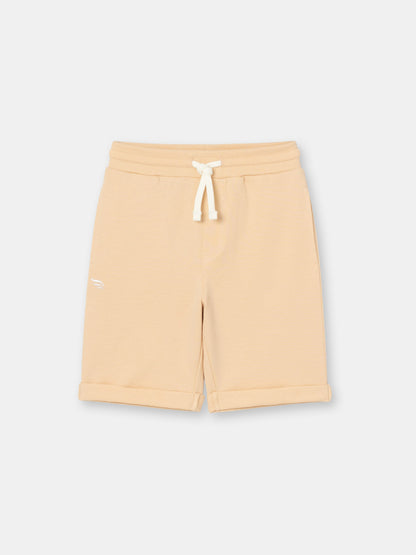 Solid Pocket Shorts with Drawstring Waistband - Brown