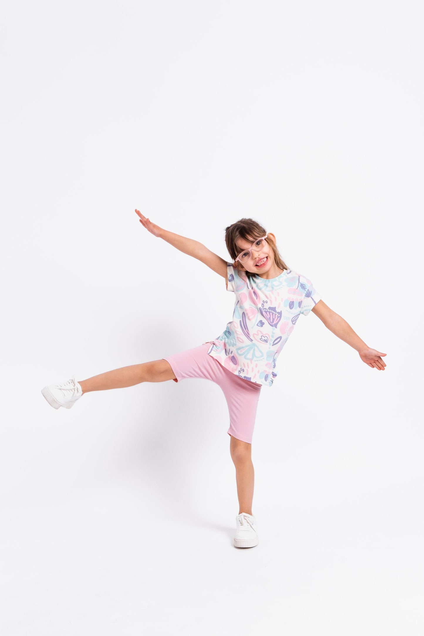 Short Sleeve T-Shirt in (Watercolor Floral) Pattern - Ecru