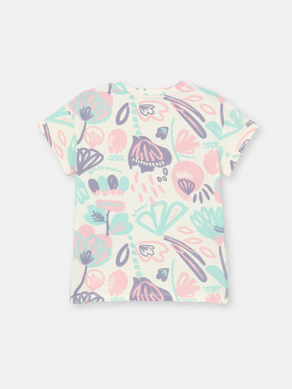 Short Sleeve T-Shirt in (Watercolor Floral) Pattern - Ecru