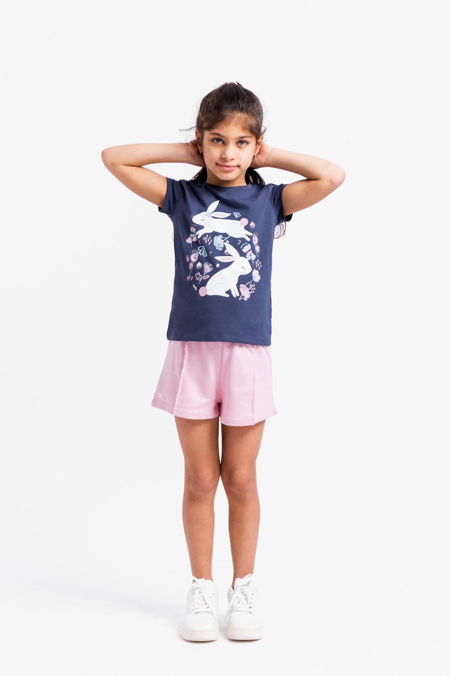 Short Sleeve T-Shirt with (Bunny Meadow) Graphic - Grey