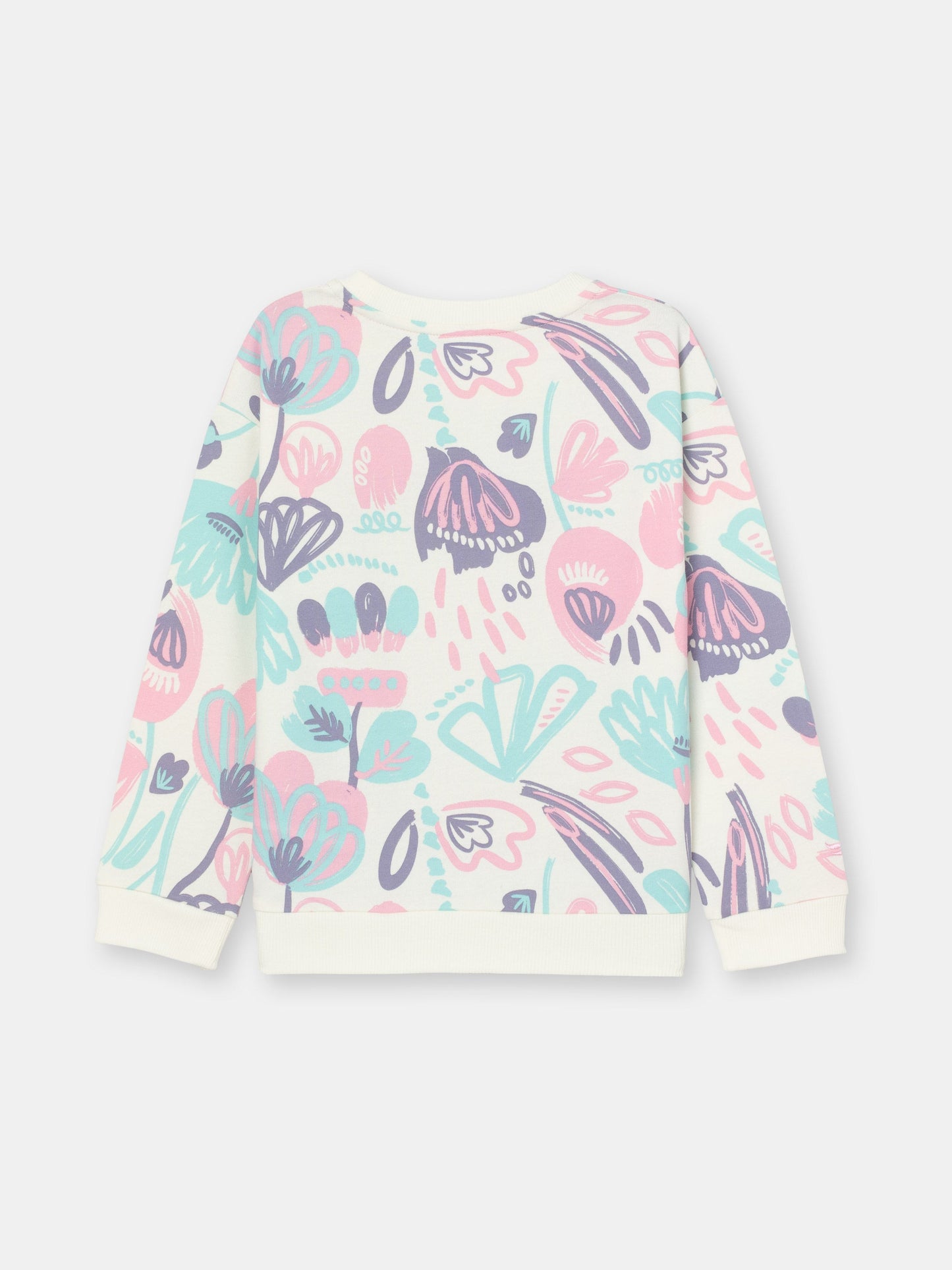 Patterned Sweatshirt (in Watercolor Floral) with embroidery - Ecru