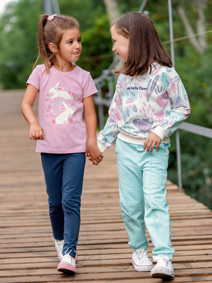 Patterned Sweatshirt (in Watercolor Floral) with embroidery - Ecru