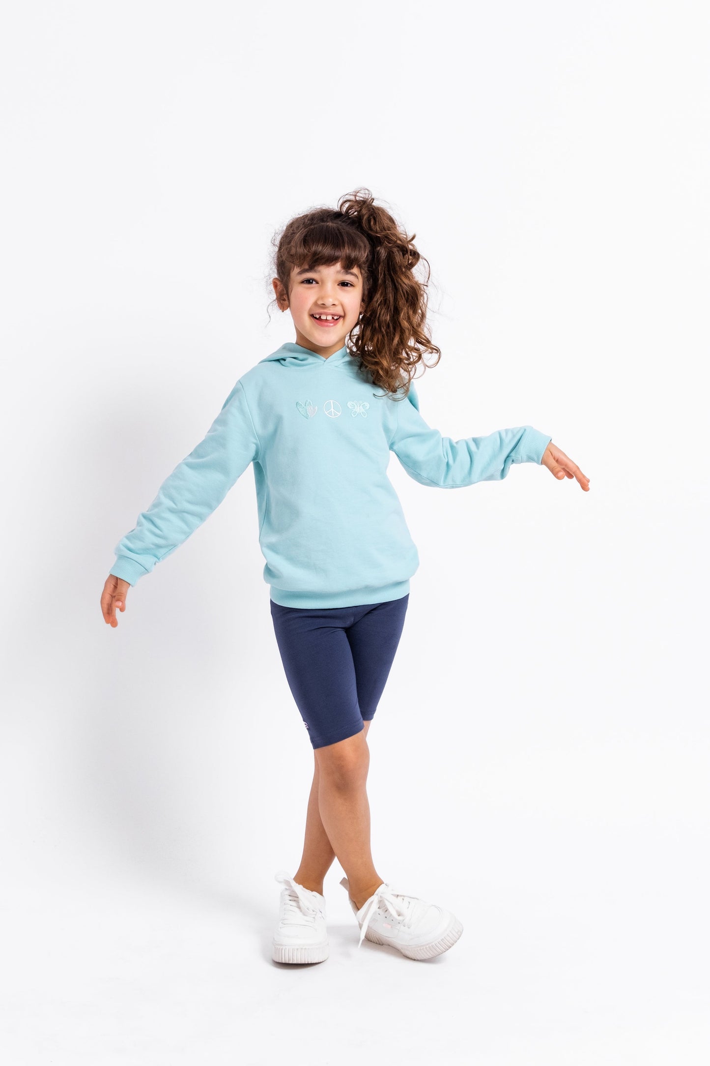 Solid Hoodie Sweatshirt with Embroidery - Atlantis