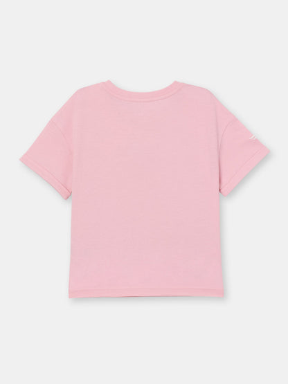 Short Sleeve T-Shirt With (Animal Friends) Embellished & Glitter Graphic - Pink