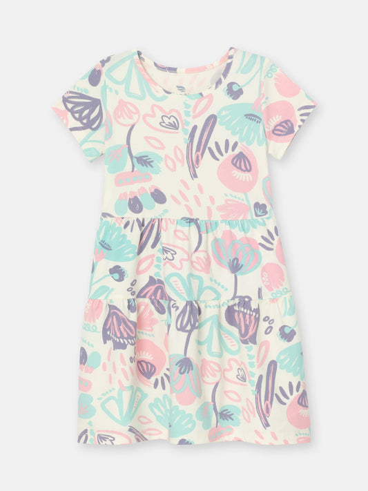 Cherubino "Garden Delight" Watercolor Floral Dress for Girls