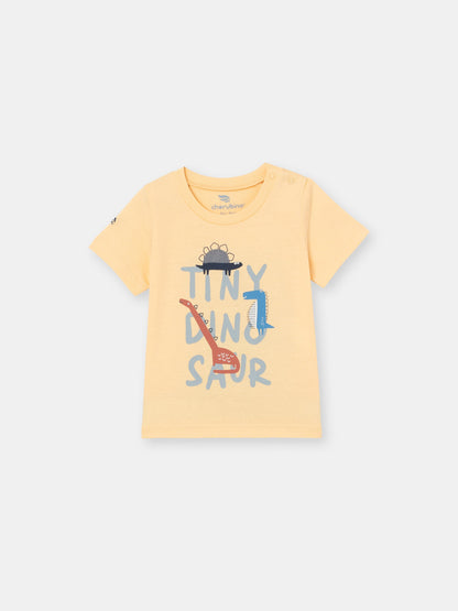 Short Sleeve T-Shirt with (Tiny Dino) Graphic - Yellow