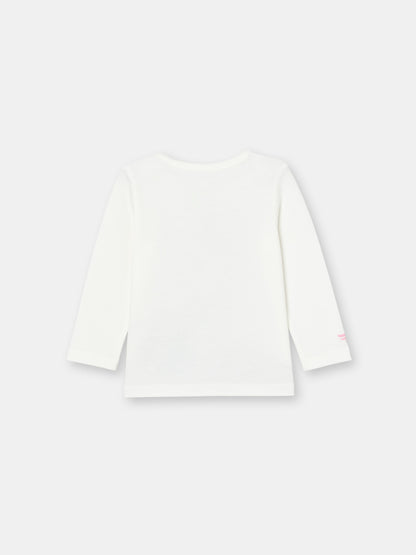Long Sleeve Top with (Zebra) Patch Embellishment - White