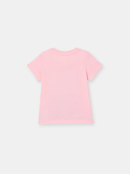 Short Sleeve T-Shirt with (Zebra) Patch Embellishment - Pink