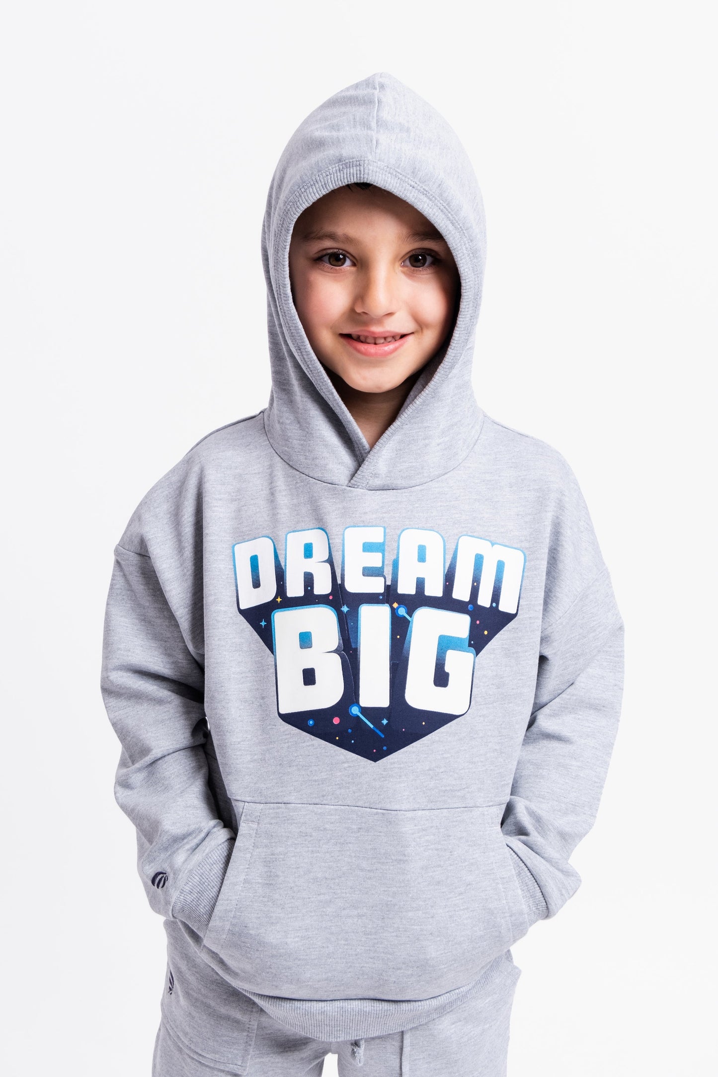 Hoodie Sweatshirt with (Dream Big) Glow-in-the-Dark Phrase - Grey