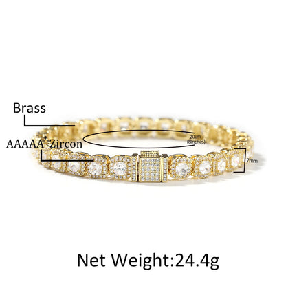Iced Out Tennis Chain Cubic Zirconia CZ Hip Hop Necklace