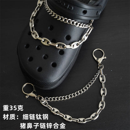 Hole shoe chain cool punk dark multi-layer shoe buckle rivet pearl shoe chain