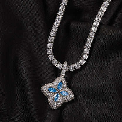 Cubic Zirconia Colorful Four-Leaf Clover Pendant