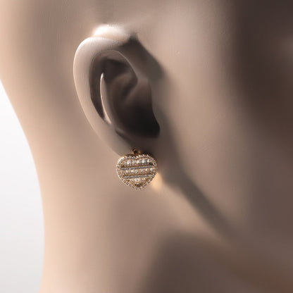 Hip-hop inlaid zircon heart-shaped earrings