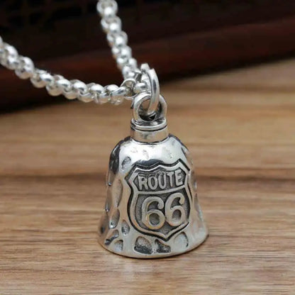 Red Cross Silver-Plated Wings Motorcycle Bell Pendant Necklace