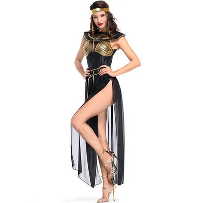 Adult Cleopatra Costume Party Black and Gold Dress