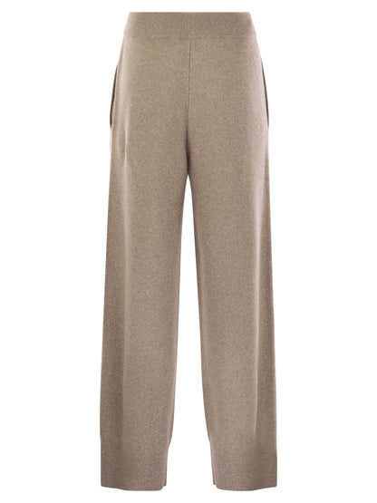 Brunello Cucinelli Women English Rib Cashmere And Viscose Knit Trousers