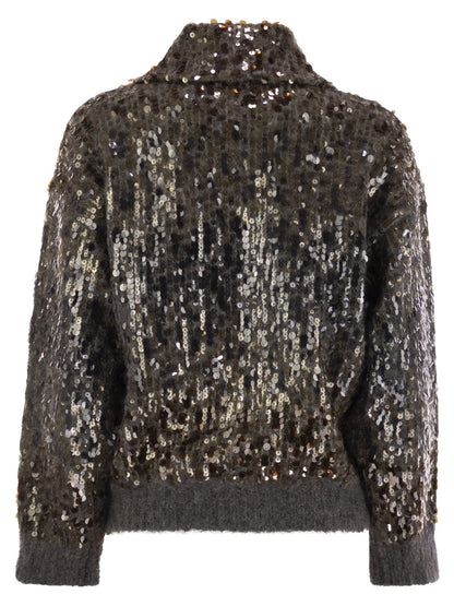 Brunello Cucinelli Women Dazzling Dégradé Embroidery Mohair And Wool Cardigan