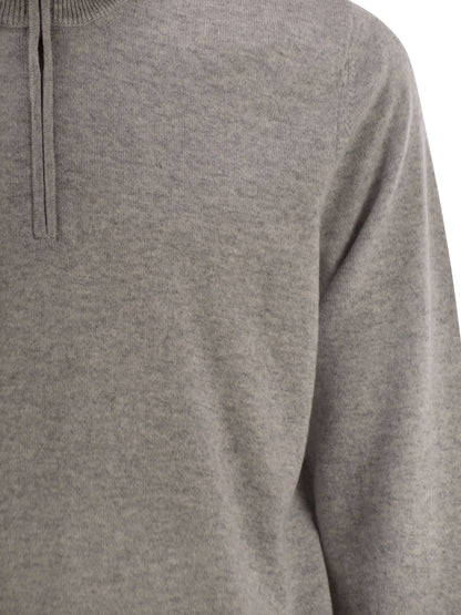 Brunello Cucinelli Men High-Necked Cashmere Sweater With Zip Opening