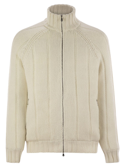 Brunello Cucinelli Men Cashmere Knit Down Jacket With Zip