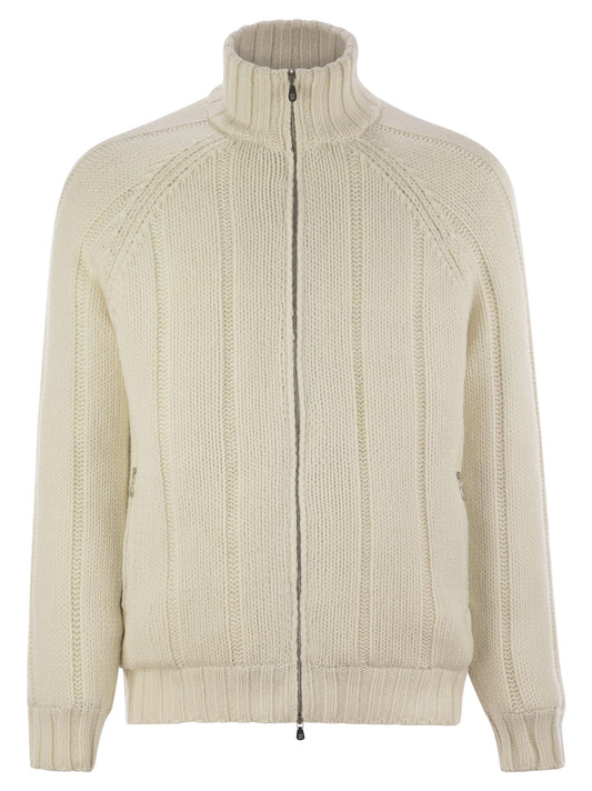 Brunello Cucinelli Men Cashmere Knit Down Jacket With Zip