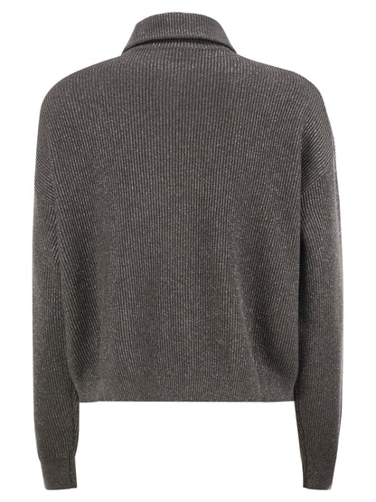 Brunello Cucinelli Women Cotton And Viscose Rib Knit High Collar