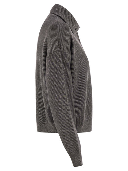 Brunello Cucinelli Women Cotton And Viscose Rib Knit High Collar
