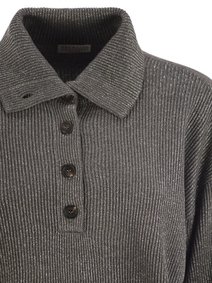 Brunello Cucinelli Women Cotton And Viscose Rib Knit High Collar