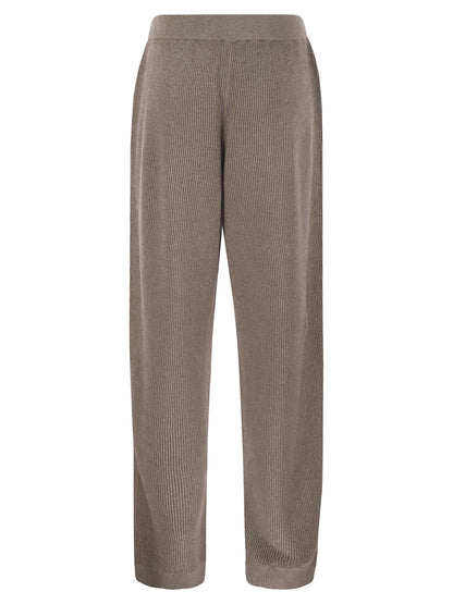 Brunello Cucinelli Women English Rib Cotton And Viscose Pants