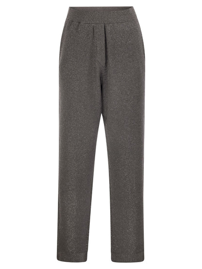 Brunello Cucinelli Women English Rib Cotton And Viscose Pants