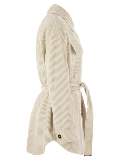Brunello Cucinelli Women Corduroy Safari-Style Jacket With Jewellery