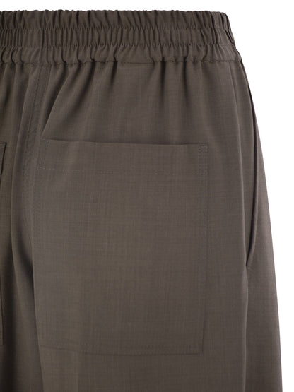 Brunello Cucinelli Women Tropical Luxury Wool Loose Trousers