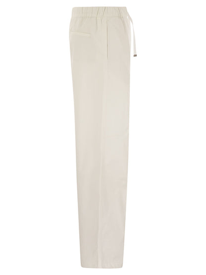 Herno Women Resort Cotton Trousers With Drawstring