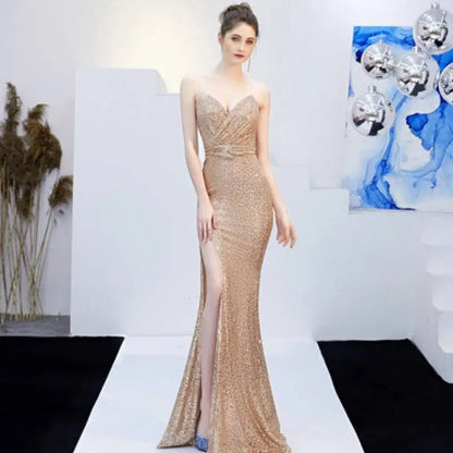 Banquet Elegant Annual Meeting Sequined Mermaid Gown