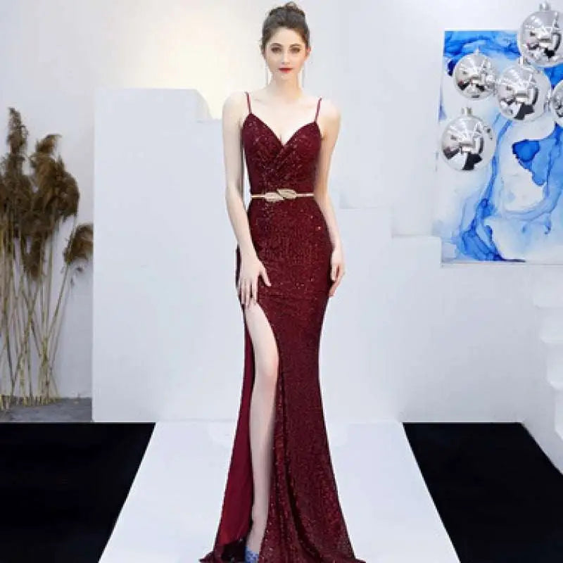 Banquet Elegant Annual Meeting Sequined Mermaid Gown