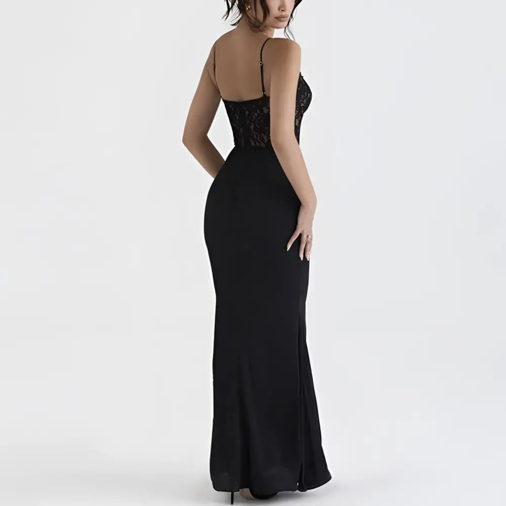 Black Lace High Waist Mermaid Gown