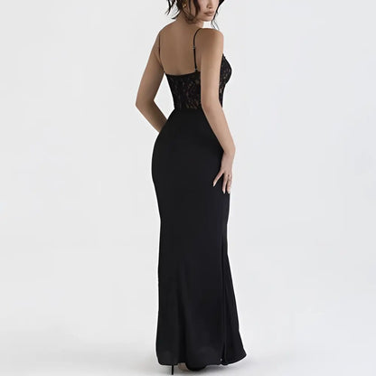 Black Lace High Waist Mermaid Gown