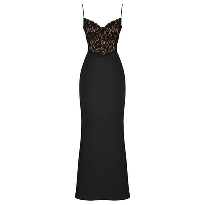 Black Lace High Waist Mermaid Gown
