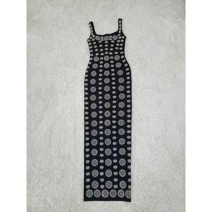 Black Rhinestone Elegant Slim Bandage Evening Dress