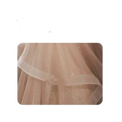 Blush Beaded Tulle Luxury Evening Dress