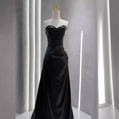 Burgundy Leather Skirt Evening Gown with Sleeves