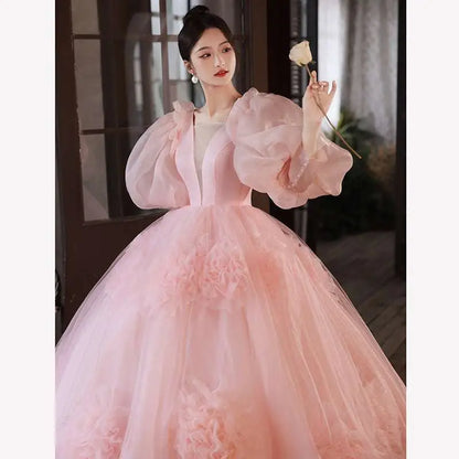 High End Banquet Style Host Floral Tulle Gown